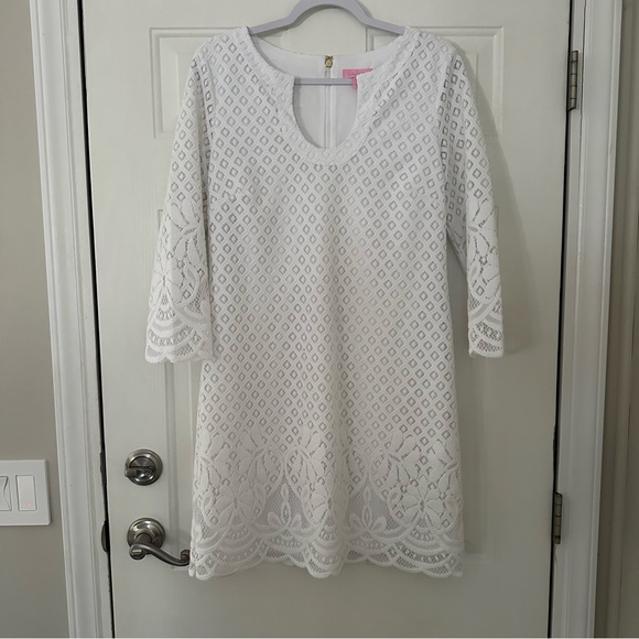 Lilly Pulitzer Mara Resort White Paradise Island Engineered Lace Dress Medium - Picture 2 of 14